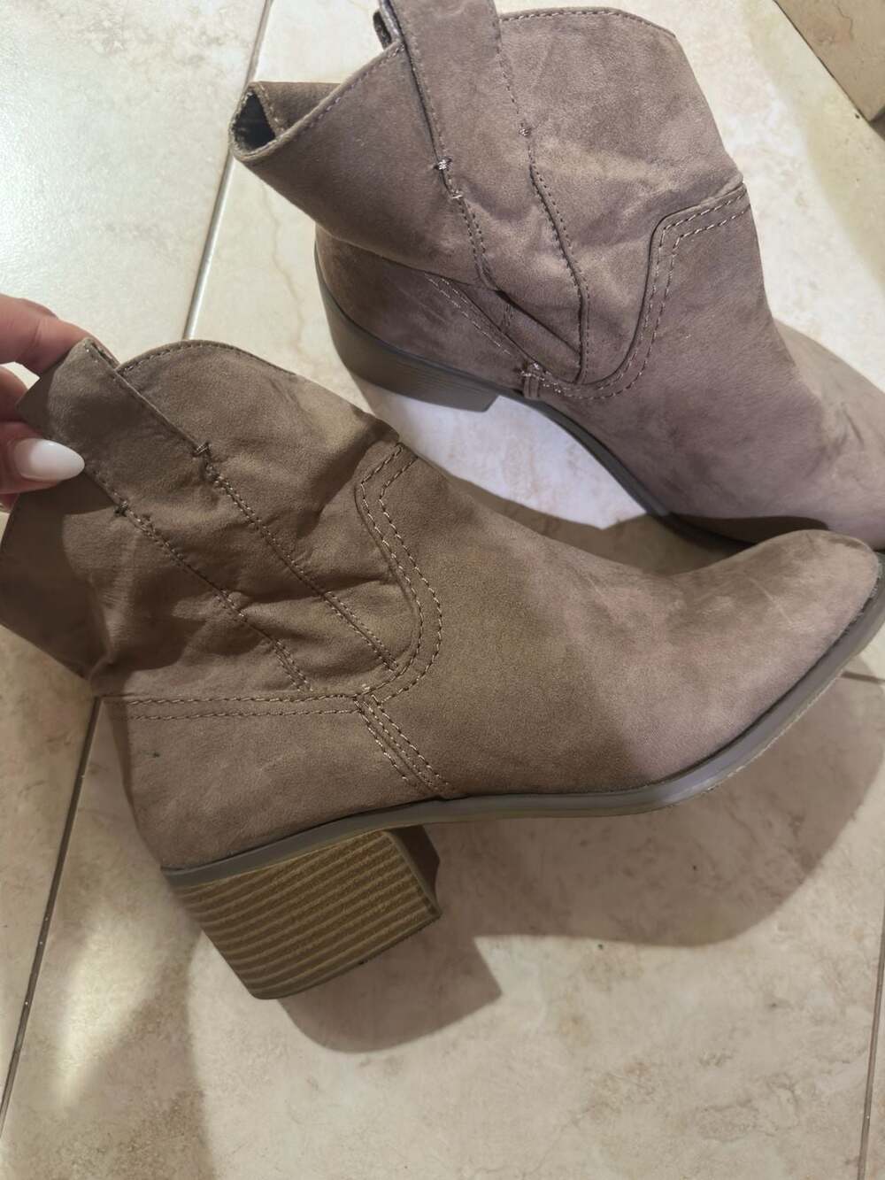 Merona Women's Taupe Faux Suede Slouchy Ankle Booties